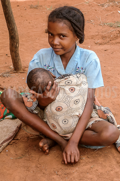 Woman of the Bara ethnic group in a village in the Tsaranoto valley, Andringitra massif, Madagascar
