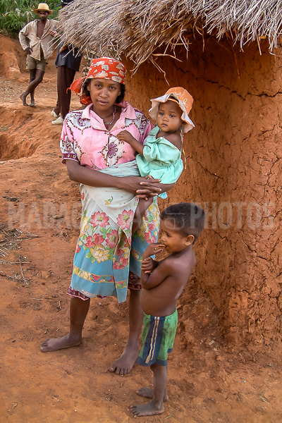 Family of the Bara ethnic group in a village in the Tsaranoto valley, Andringitra massif, Madagascar