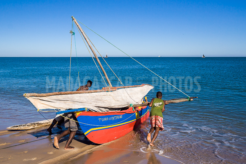 Fishing dugout canoe in Antsanitia (Majunga), Madagascar