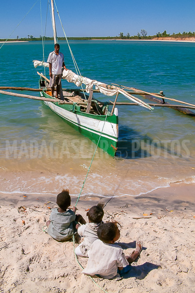 Fishing dugout canoe in Antsanitia (Majunga), Madagascar