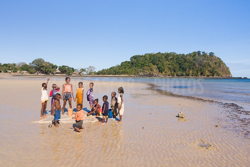 Children Sakalava on the beach of Amporaha, Nosy Be