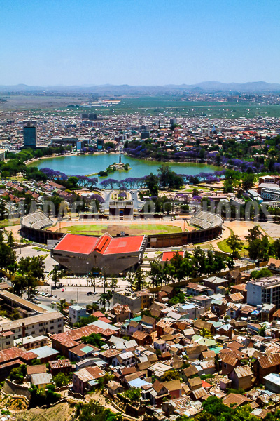 View on the Anosy lake and Mahamasina stadium