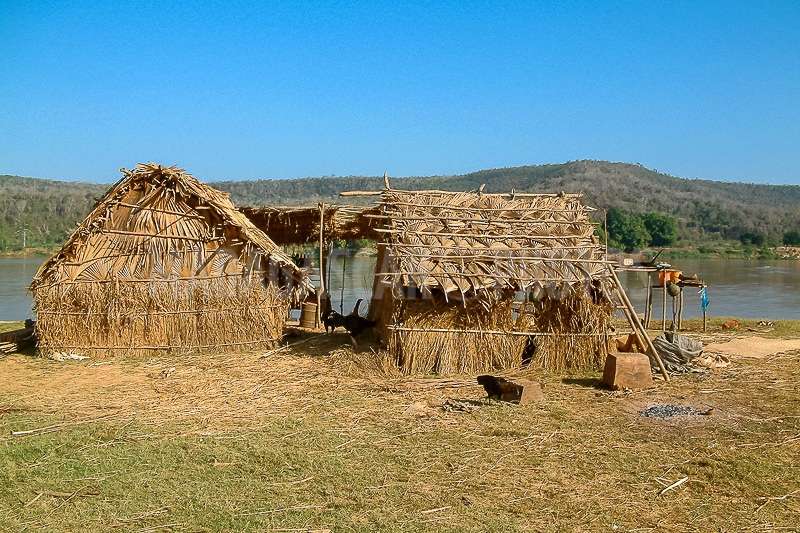 Traditional houses on the banks of Tsiribihina river, Madagascar